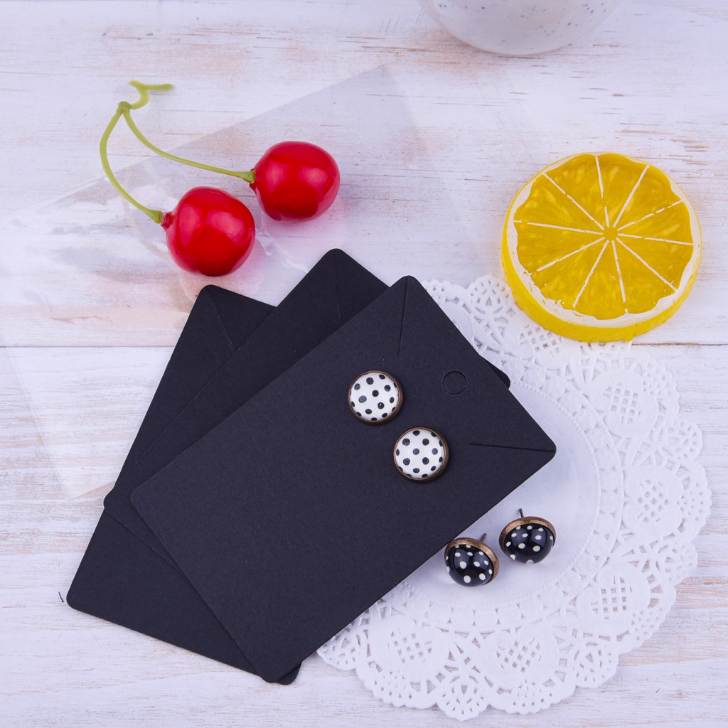 3.5 x 2.4 Inch Black Earrings and Jewelry Display Whaline 150 Pcs Necklace Earring Display Card with 200 Self-Seal Bags Earring Holder Cards Blank Kraft Paper Tags for DIY Ear Studs 