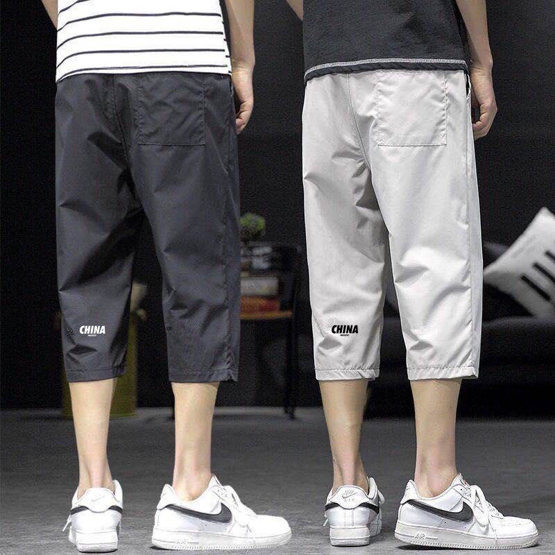 cargo short pants men 3 quarter pants men Summer thin cropped pants men's shorts plus fertilizer, increased size young pants 7 points casual sports pants