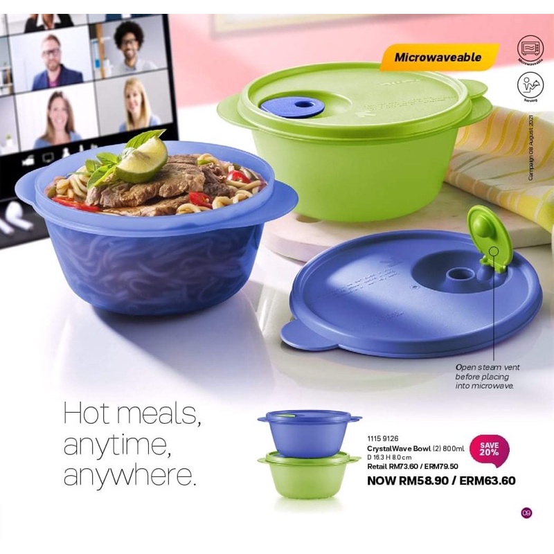 Tupperware Crystalwave Bowl 800ml 1pcs