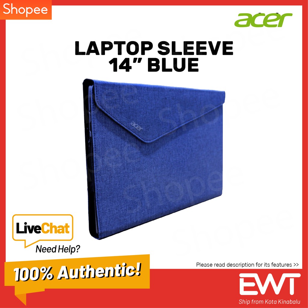 Acer Premium Laptop Sleeve 14inch Blue 100 GENUINE! Shopee Malaysia