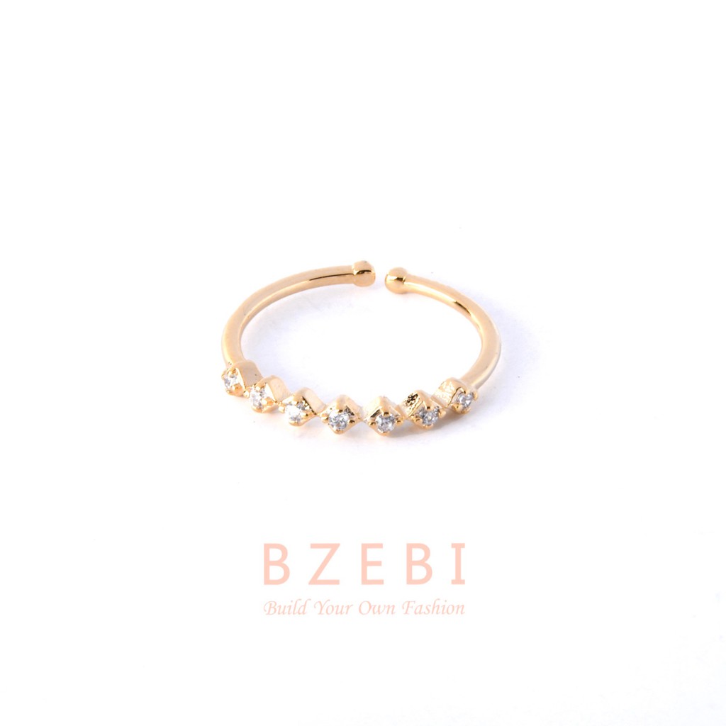 BZEBI Gold Eternity Diamond Ring Zircon Band Adjustable Minimalist Design 27r #2