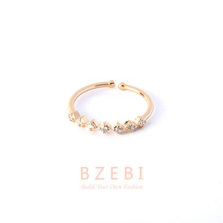 BZEBI Gold Eternity Diamond Ring Zircon Band Adjustable Minimalist Design 27r #2
