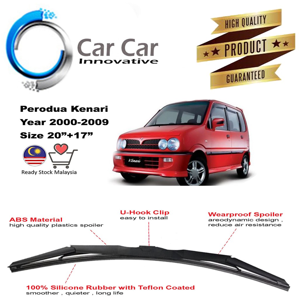 Perodua Kenari Wiper 2000 2009 Silicone Wiper Blades Car Windshield 1 Pair Size 20 17 Shopee Malaysia