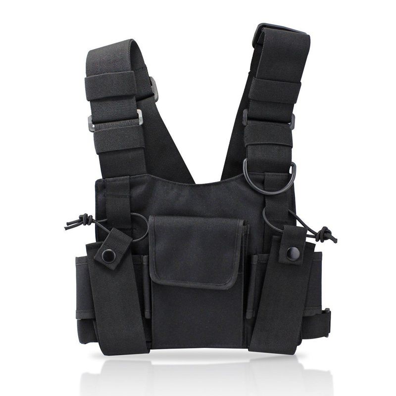 Two-Way Radio Chest Harness Bag - Nylon Walkie Talkie Holster For Police, Security, Construction & Workshops