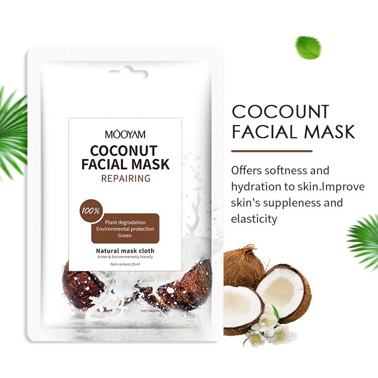 MOOYAM Hydrating Fruit Facial Mask Coconut Refreshing Moisturizing and Enhancing Skin Elasticity Face Mask 清爽补水面膜