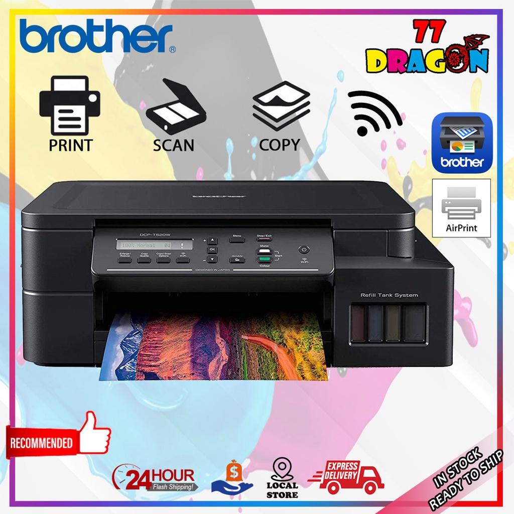 BROTHER DCP-T520W Refill Tank System 3-in-1 Color Printer (Print/Scan/Copy/Wireless) T520 T520W DCPT50W Similar as T510w
