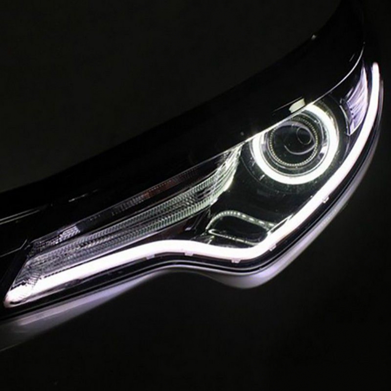 2x 60CM LED White Car DRL Daytime Running Lamp Strip Light Flexible Soft Tube