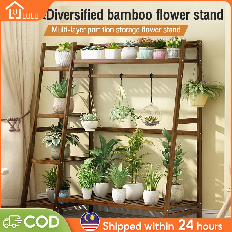 Flower Pot Rack Outdoor Plant Rak Flower rack shelf plant solid wood