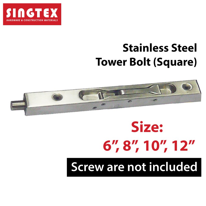 [READY STOCK] Stainless Steel Flush Tower Bolt Tower Bolt Door Latch Square Type Premium