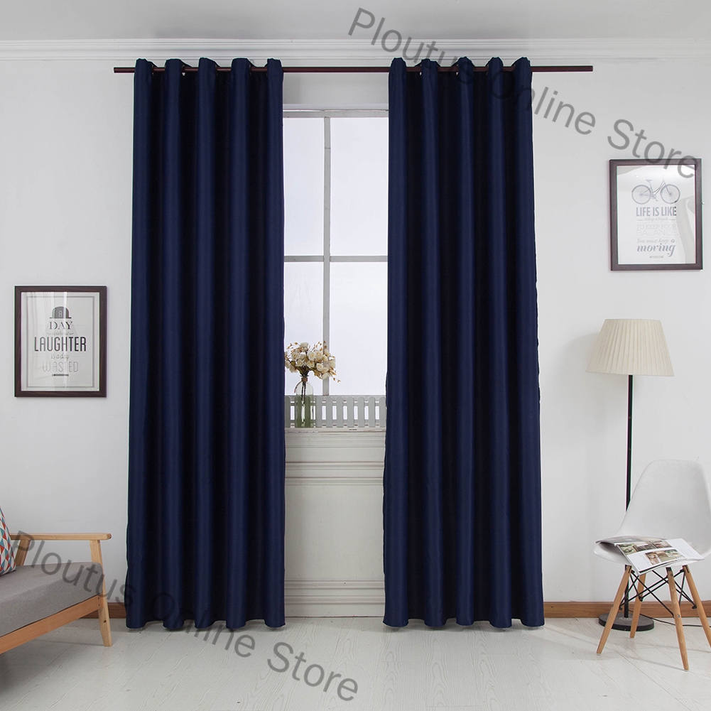 Ploutus Online Store Solid Colour Blackout Curtain Elegant Drape for Home Hotel Decoration 1PC