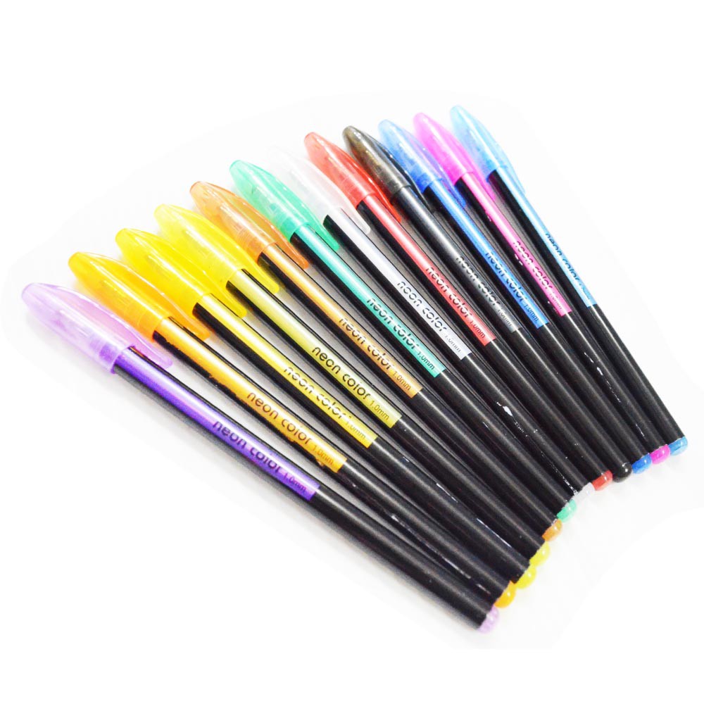 GLITTER NEON COLOR PEN (12 PENS) | Shopee Malaysia