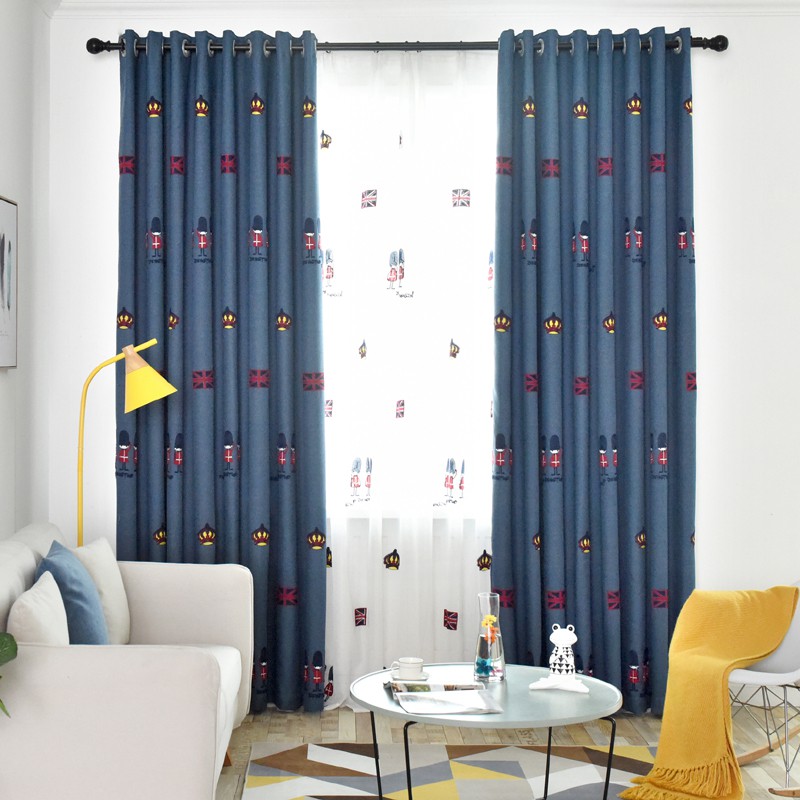 Cartoon Soldier Curtain For Kids Room Sliding Room Customize Drape