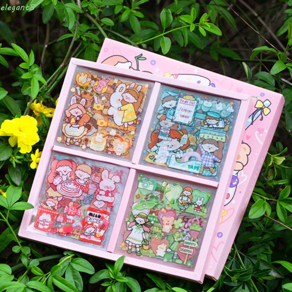 ELEGANT 100 pcs/box Kawaii Sticker Set Cute Pink Yellow Green ...