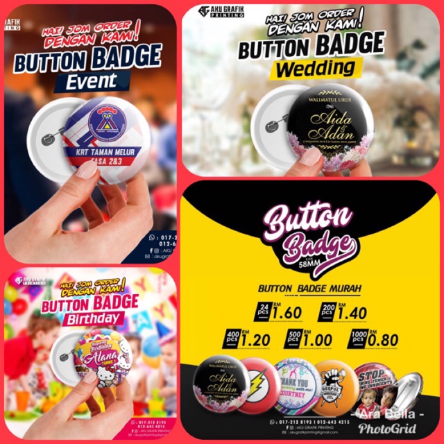  Button  Badge by Aku Grafik Printing Shopee  Malaysia