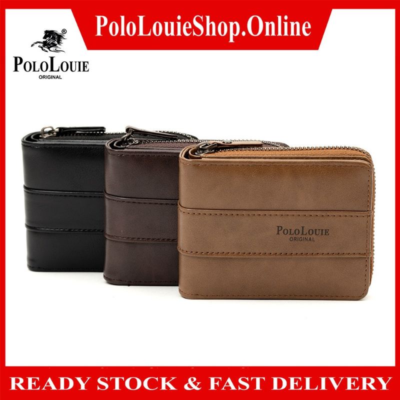 Original Polo Louie Men New Branded Wallet Full Zipper Button Card Holder Purse