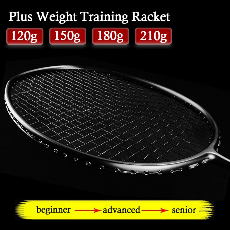 Plus Weight Training Badminton Racket 26-34 Pounds 120g 150g 180g 210g Carbon Fiber Professional Offensive Type Rackets Racquet
