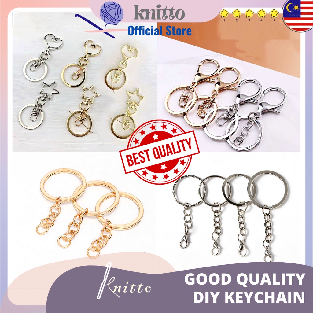 Good Quality Gold Silver Keychain DIY Crochet Knitting Amigurumi Accessories Handmade Keychain Gift 金色银色钥匙圈DIY钩针配件