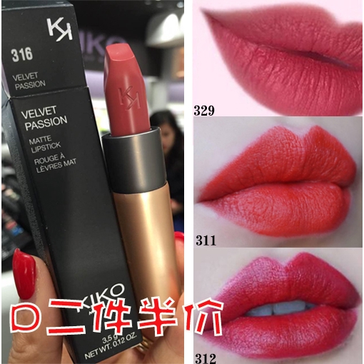 Lipstickkiko Lipstick 3 Series Matte Gold Tube 304 316 329 330 Velvet Passi