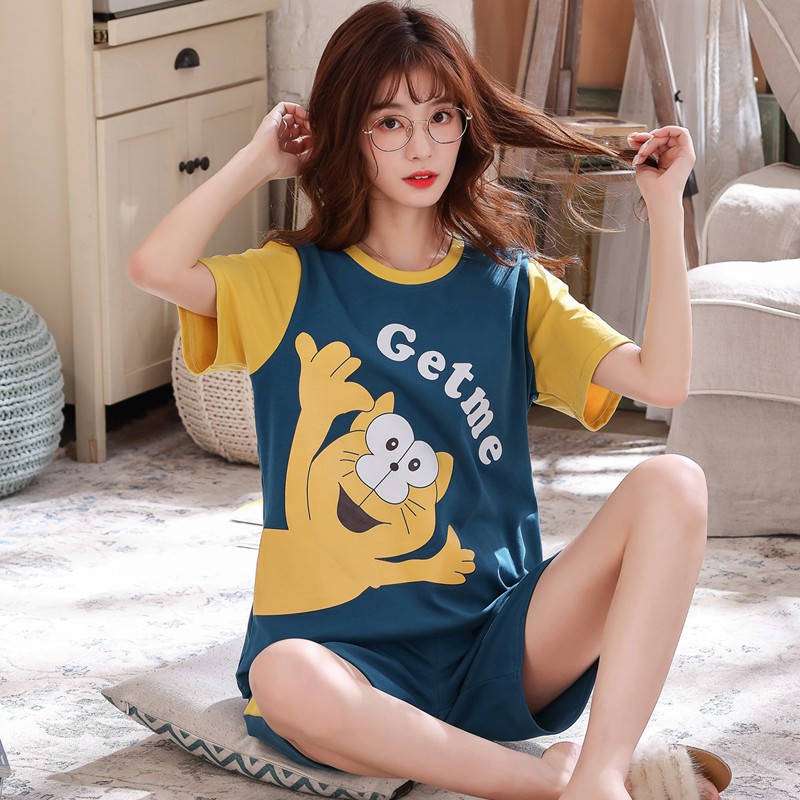 Very fairy Korean pajamas women summer thin cotton Korean cute Japanese