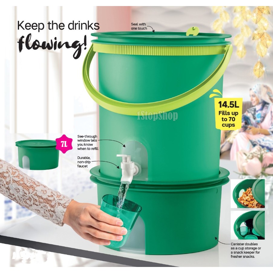 New Original Tupperware Water Dispenser 145l Emerald Green Tong Air Shopee Malaysia 9528