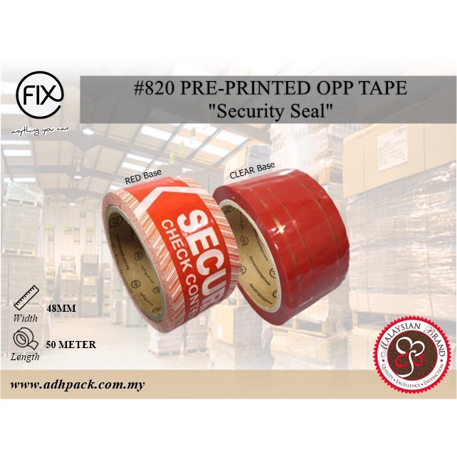 #FIX "Security Seal" Pre-Printed OPP Tape 48MM X 50MTR