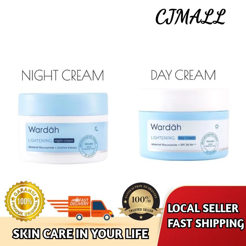 Wardah Muka cream Lightening Day Cream SPF30 PA++/ Night Cream 30g ...