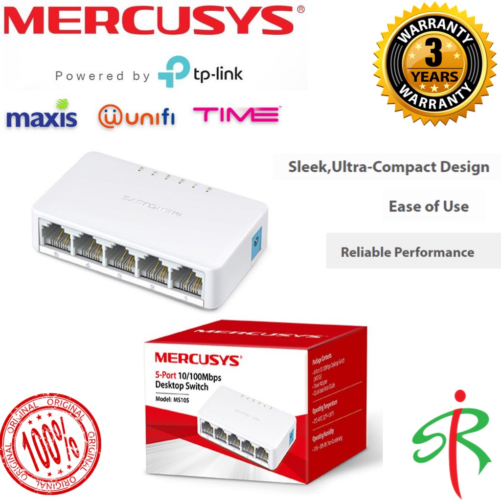 Mercusys MS105 5-Port 10/100Mbps Desktop Switch (Powered by TP-Link ...
