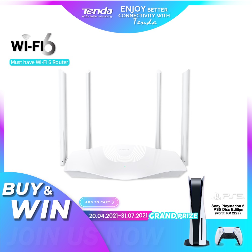 Tenda TX3 AX1800 Dual Band Gigabit Quadcore WiFi 6 Router TX3