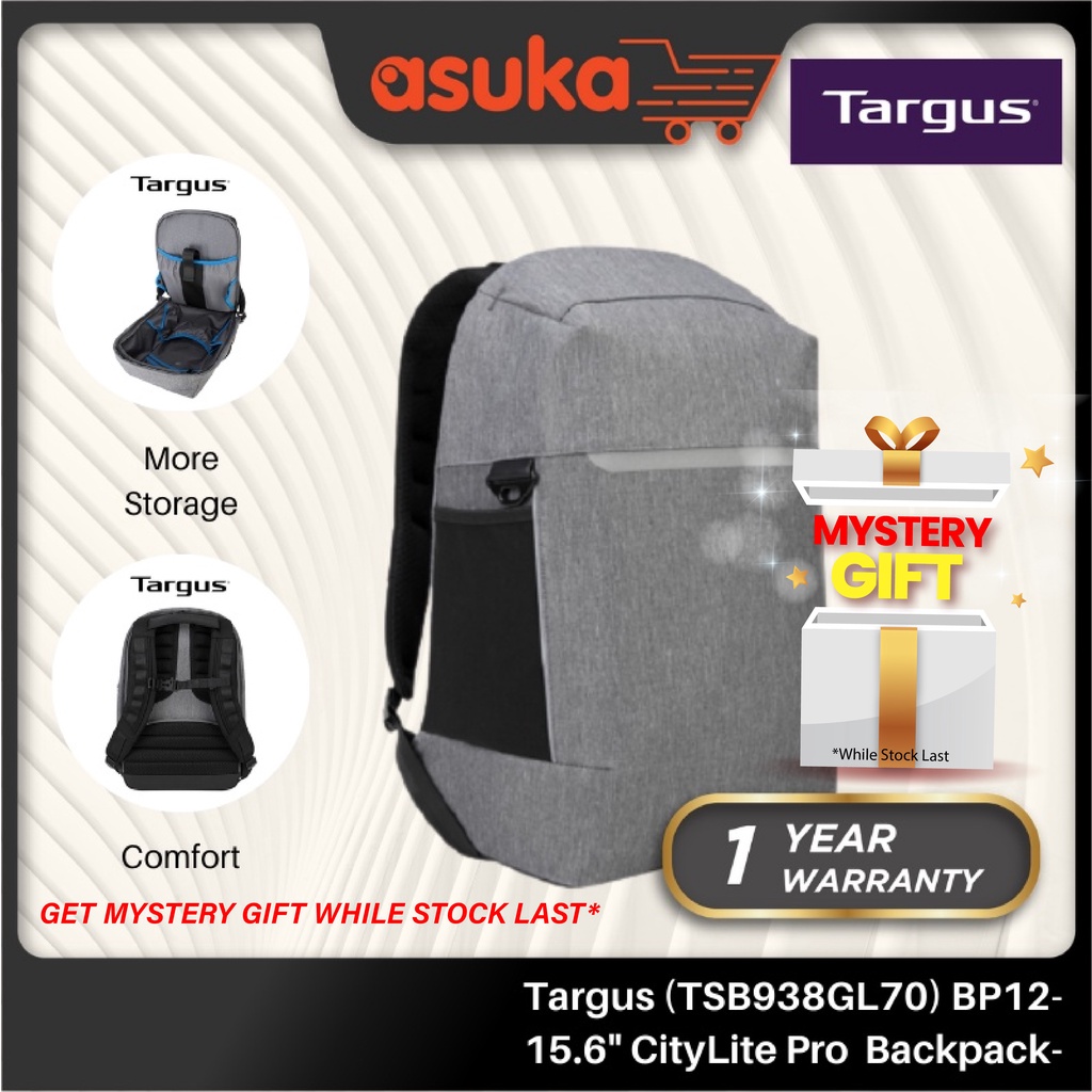 [Secure Laptop Backpack] Targus TSB938GL70 BP12-15.6" CityLite Pro Secure Compact Backpack-Multi Fit