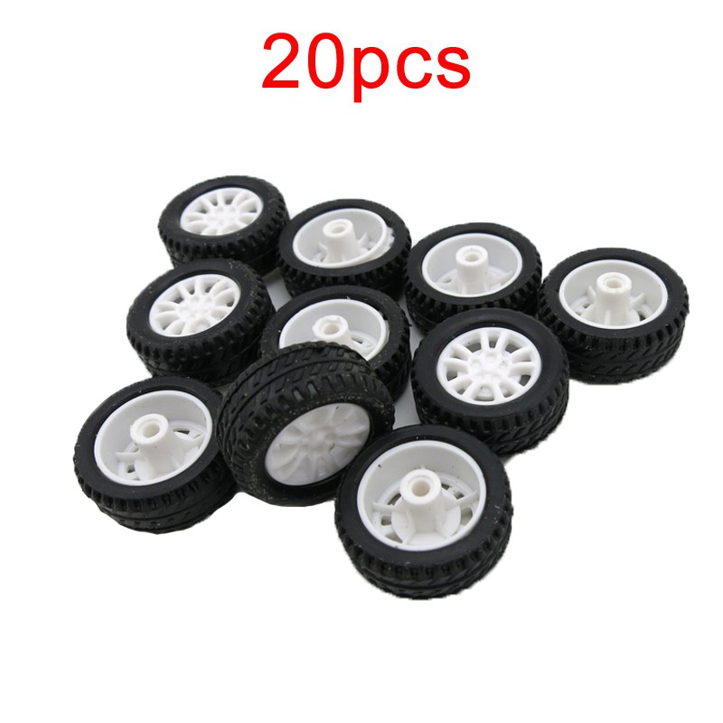 20pcs Mini Car Wheels 20mm*8mm Small Rubber Tires with 1.9mm Shaft Hole