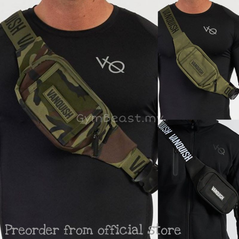 Vanquish Fitness VQ Crossbody Cross Body Canvas Sling Bag Camo Khaki Original Ori Official Beg