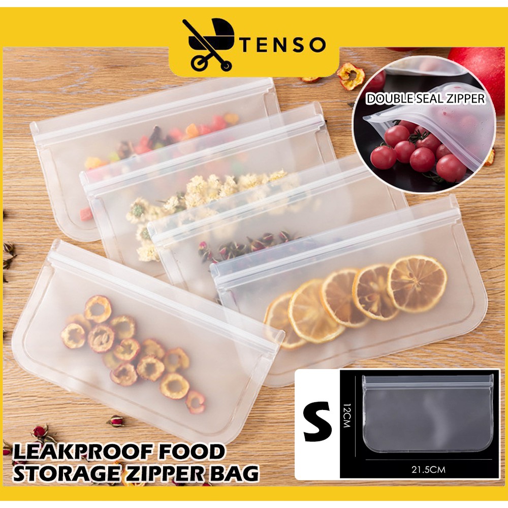 Leakproof Food Storage Zipper Bag (3 Size Available) Reusable