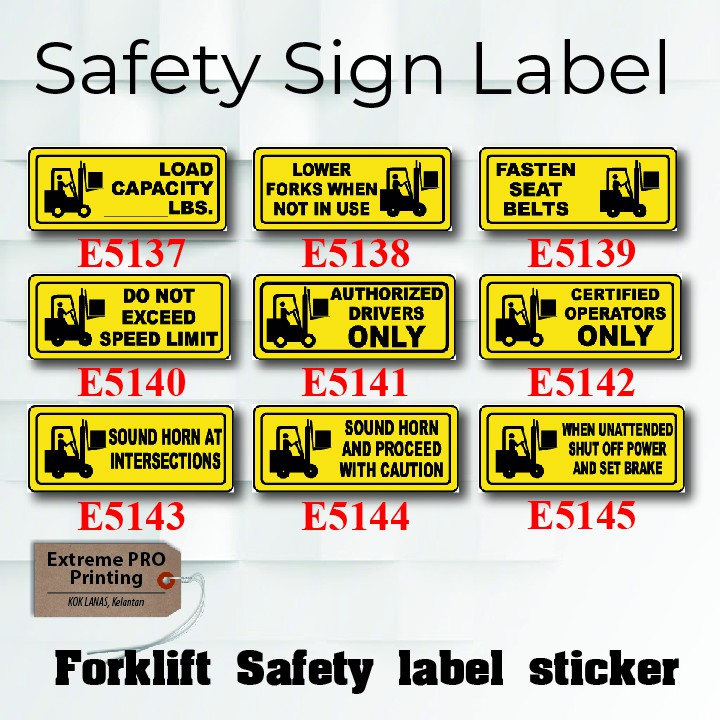 SAFETY SIGN LABEL Forklift Safety Label Sticker 5inci x 2inci PVC STICKER waterproof Shopee
