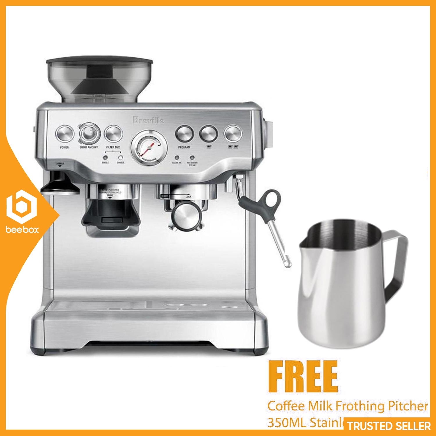 Breville Barista Express Espresso Coffee Machine Maker Free Stainless Steel Pitcher 350ml Bes870 Shopee Malaysia