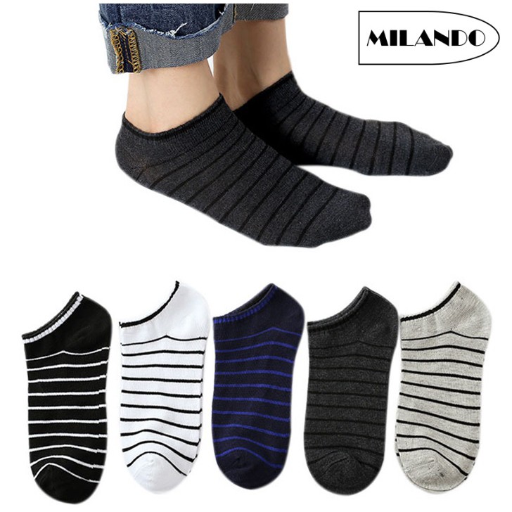 (5 Pairs) MILANDO Unisex Low Ankle Sport Cotton Socks Men High Quality Sock