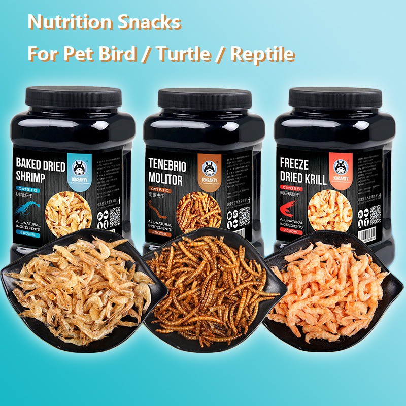 Pet Bird Turtle Nutrition Snacks Freeze Dried Mealworm Krill Shrimp Fish