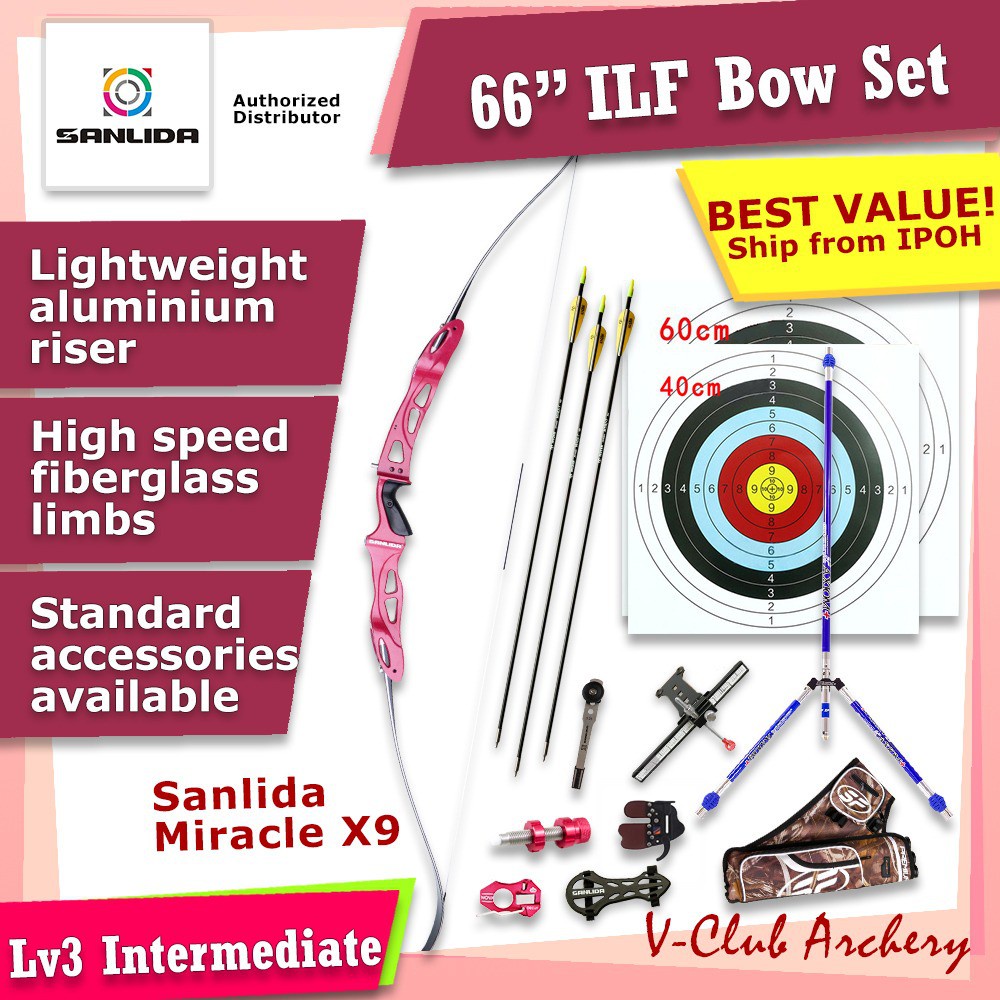 V Club Archery Sanlida Miracle X9 Ilf Takedown Recurve Bow 25 Riser Right Handed 66 Limb 6339