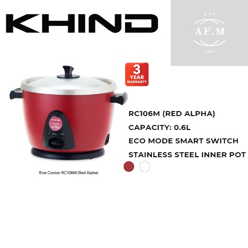 Khind Anshin Rice Cooker With Stainless Steel Inner Pot (RC106M RC110M