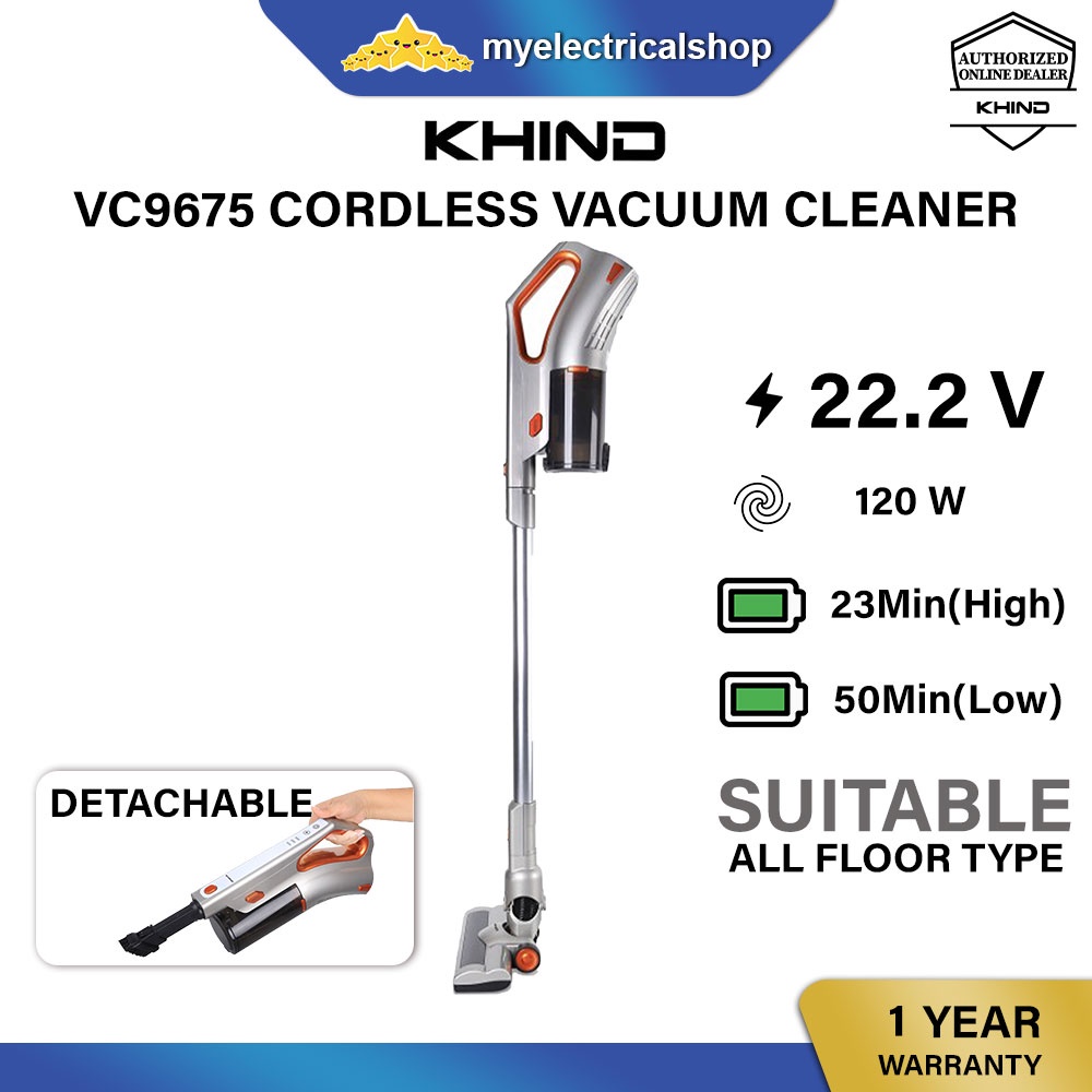 Khind 22.2V Cordless Vacuum Cleaner VC9675 ( 2in1 ) Bagless Cordless