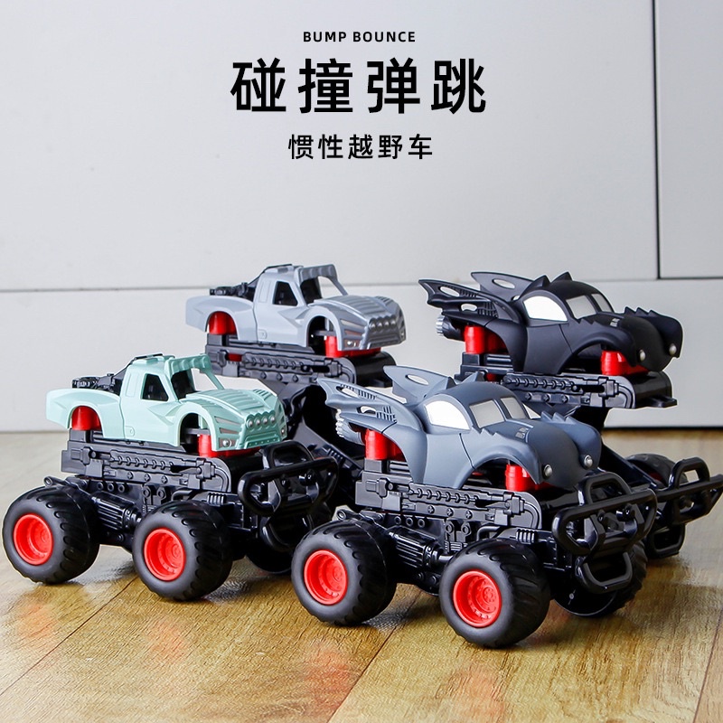 Stall supply small crash-resistant bounce children's off-road inertia car deformation toy hot-selling boy collision car