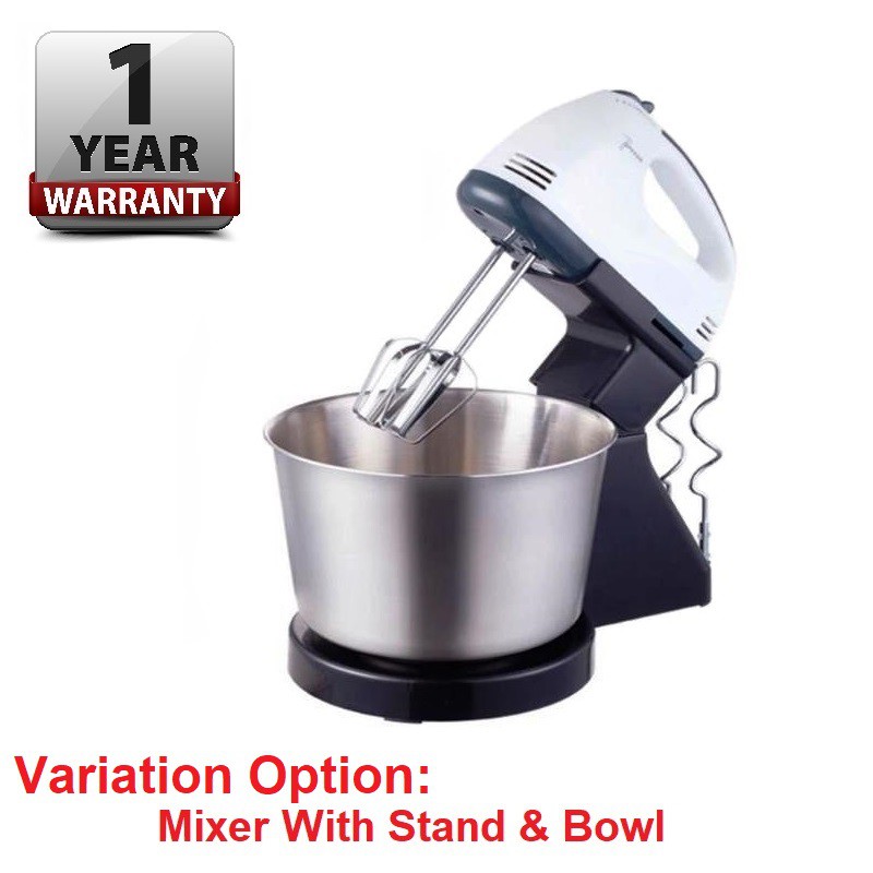 Double Beater Hand Stand 7 Speed Mixer 2.5L Bowl w/ Stainless Steel Mix & Milk Beater Baking Pengadun Tepung Telur kek