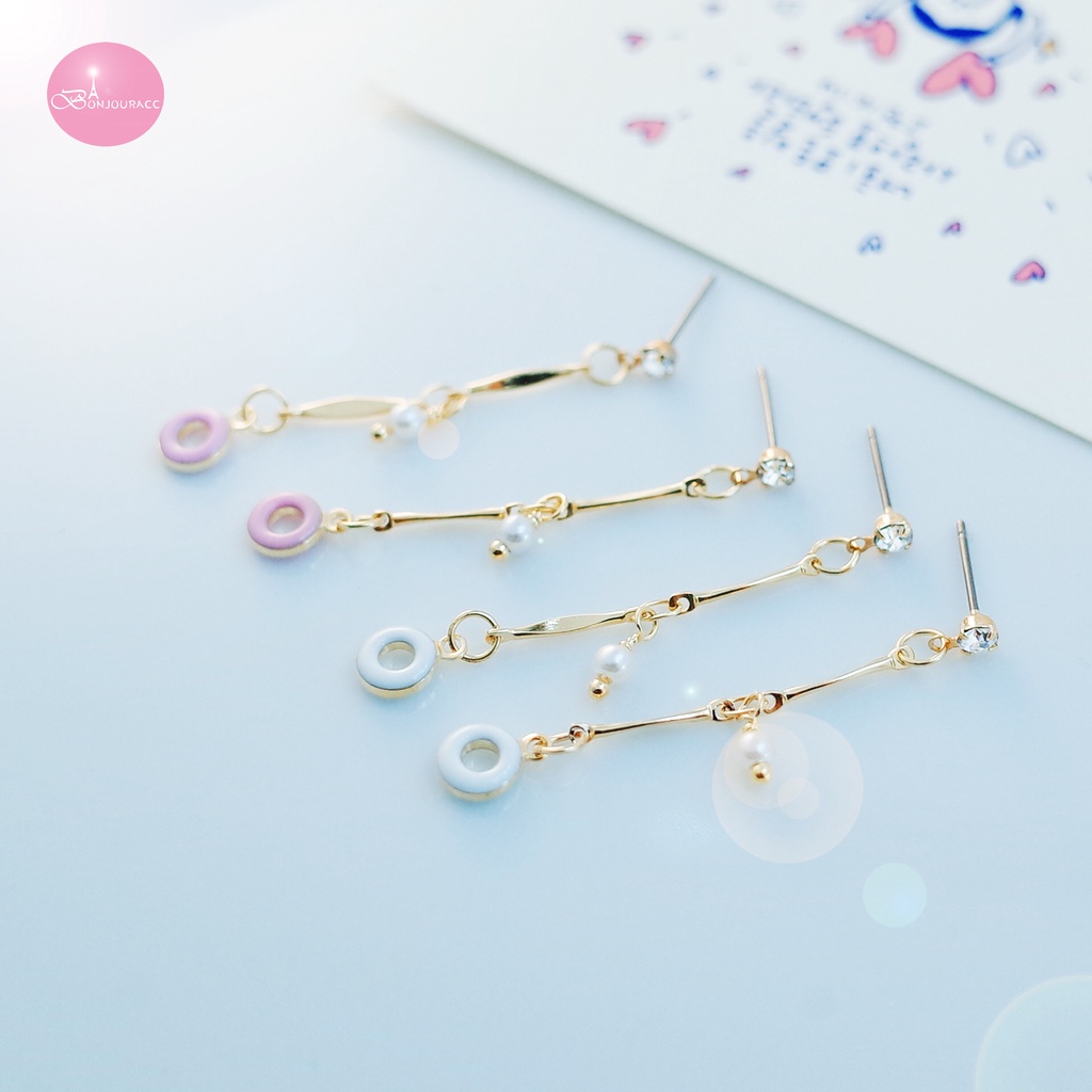 Korean Romantic Little Donut Earrings Clip-On Pin Type [Bonjouracc]