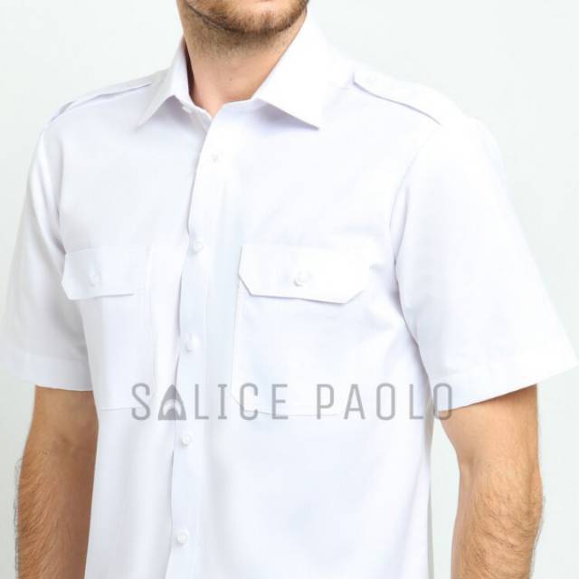 White Pilot Shirt Pdh Rank Salice Paolo Regular Short Sleeve Shopee Malaysia