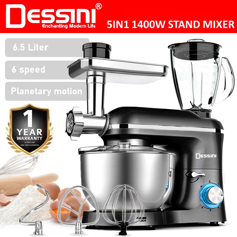 DESSINI ITALY 5 IN 1 Electric Stand Mixer Dough Egg Beater Blender Grinder Meat Chopper Mincer Juicer Extractor Pengadun