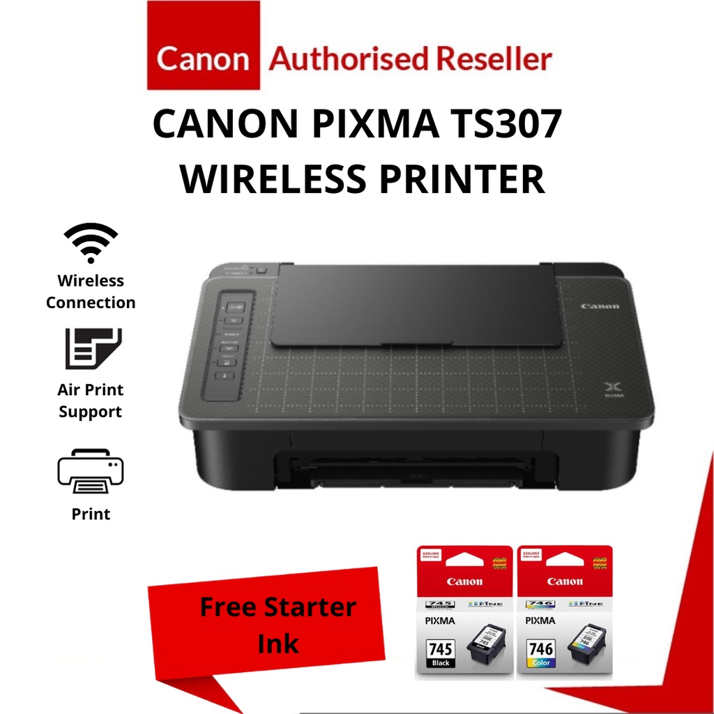 Canon PIXMA TS307 Wireless Single Function Home/Photo Printer Shopee