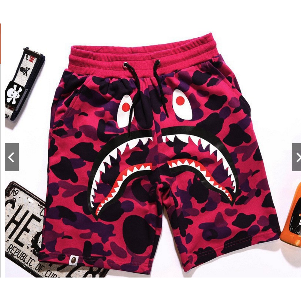 red camo bape shorts