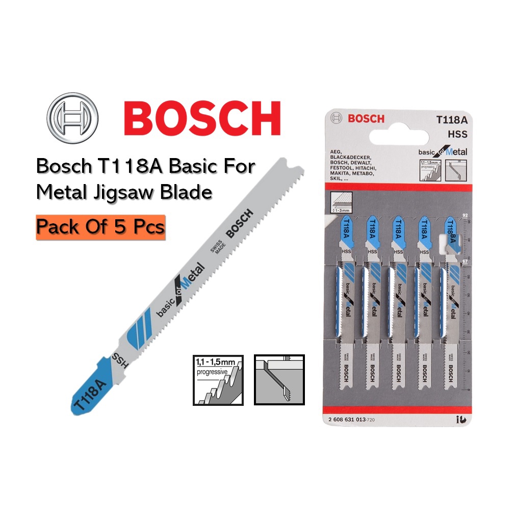 Metal Genuine Bosch T118A Jigsaw Blades Pack Of 5 . 