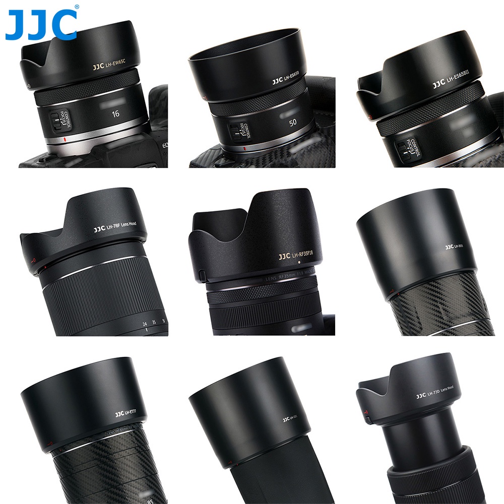 JJC Camera Lens Hood for Canon RF 50mm F1.8 / 85mm F2 / 16mm / 24mm / 28mm / 35mm / 15-35mm / 24-50mm /24-70mm / 24-105mm / 24-240mm / RF-S 18-45mm / 18-150mm / 55-210mm / 100-400mm / 800mm / 200-800mm on EOS R100 R50 R10 R8 R7 R6 Mark II R5 C R3 RP Ra R