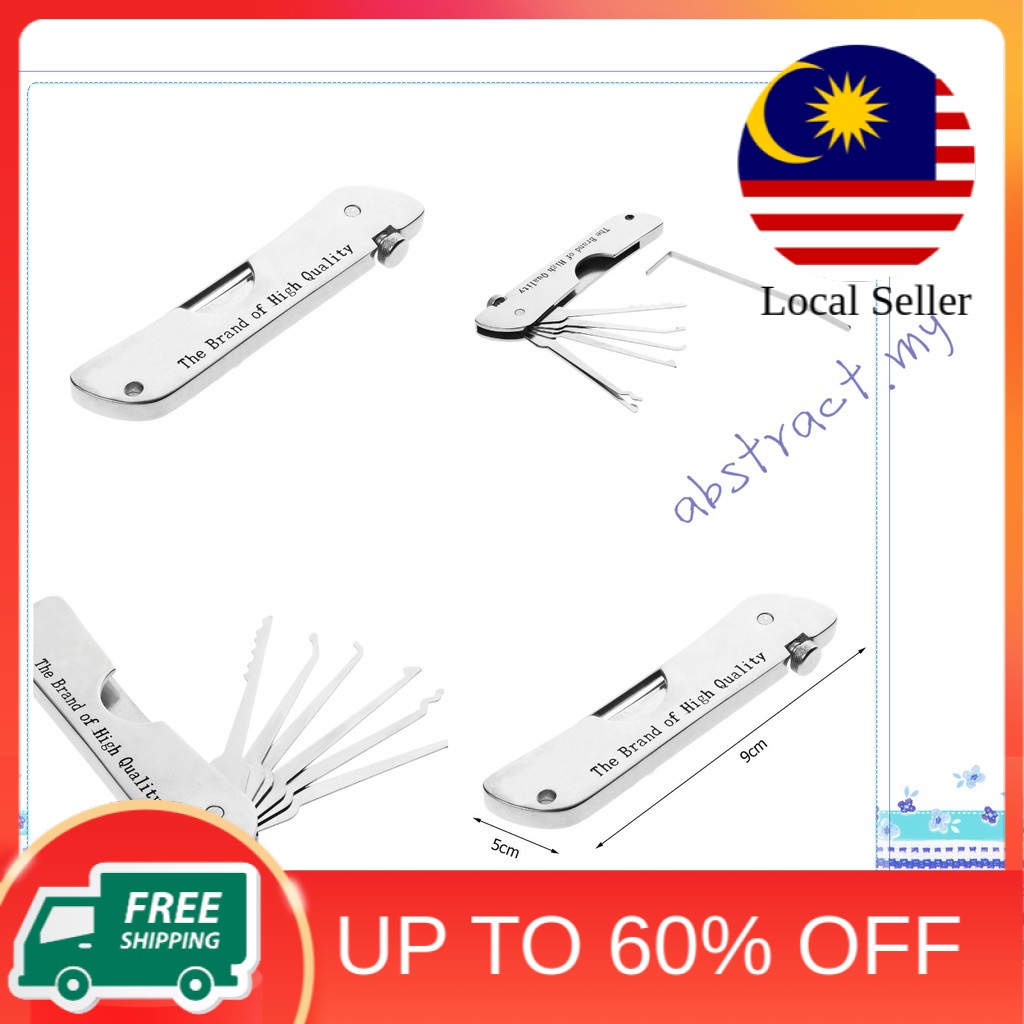 【ab】Locksmith Tools 7 in 1 Stainless Steel Lock Pick Set Open Door Lockpicks