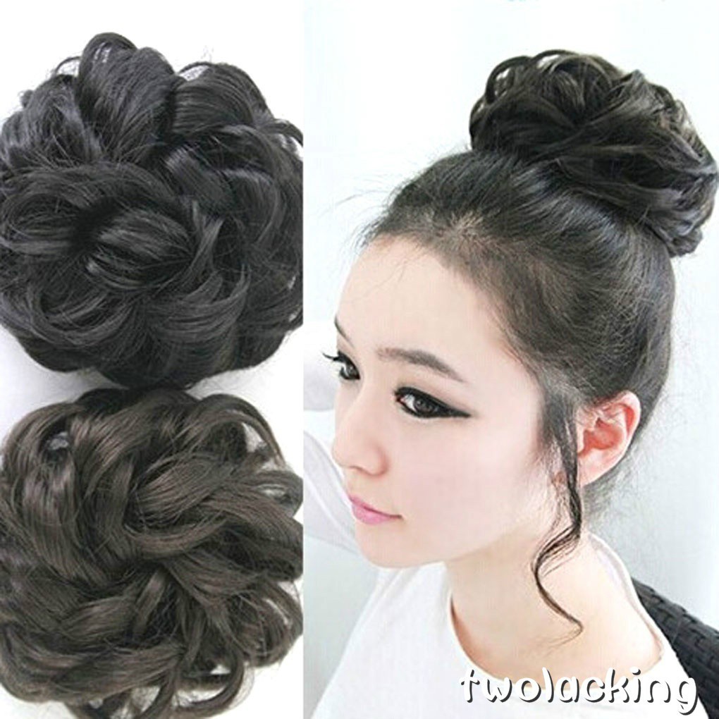 Sandanki 1pc Curly Wigs Dish Faux Hair Bun Extension Elegant